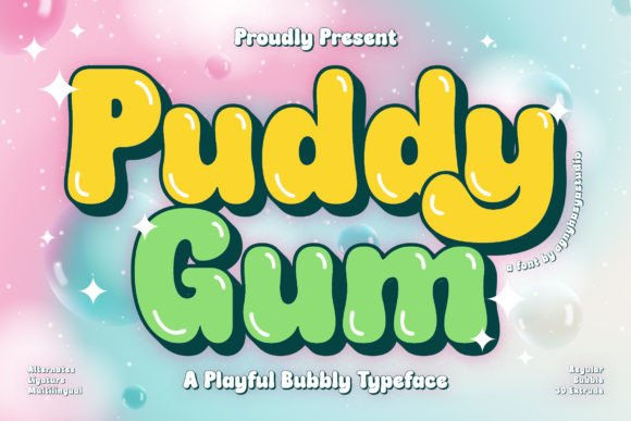 Puddy Gum: A Playful Display Typeface for Editorial Charm and Groovy Headlines